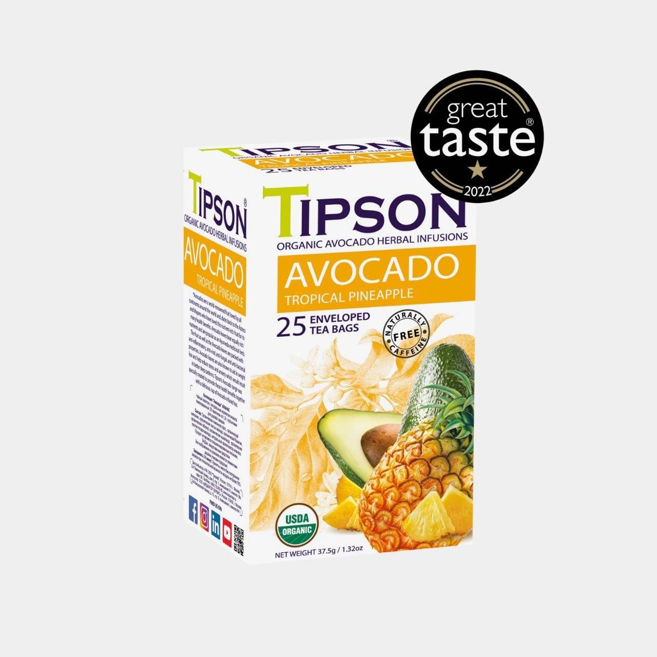 Tipson Organic Avocado Tropical Pineapple herbal infusion, Great Taste Award 2022 winner