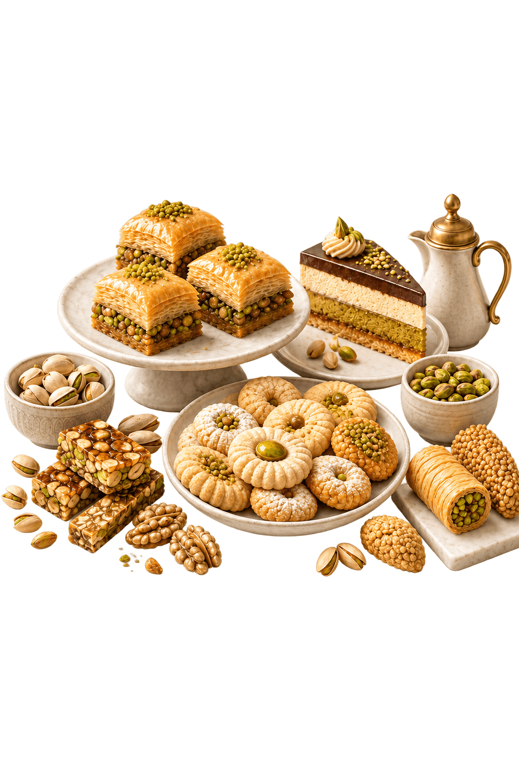 Baklava, cookies, cakes, and snacks
